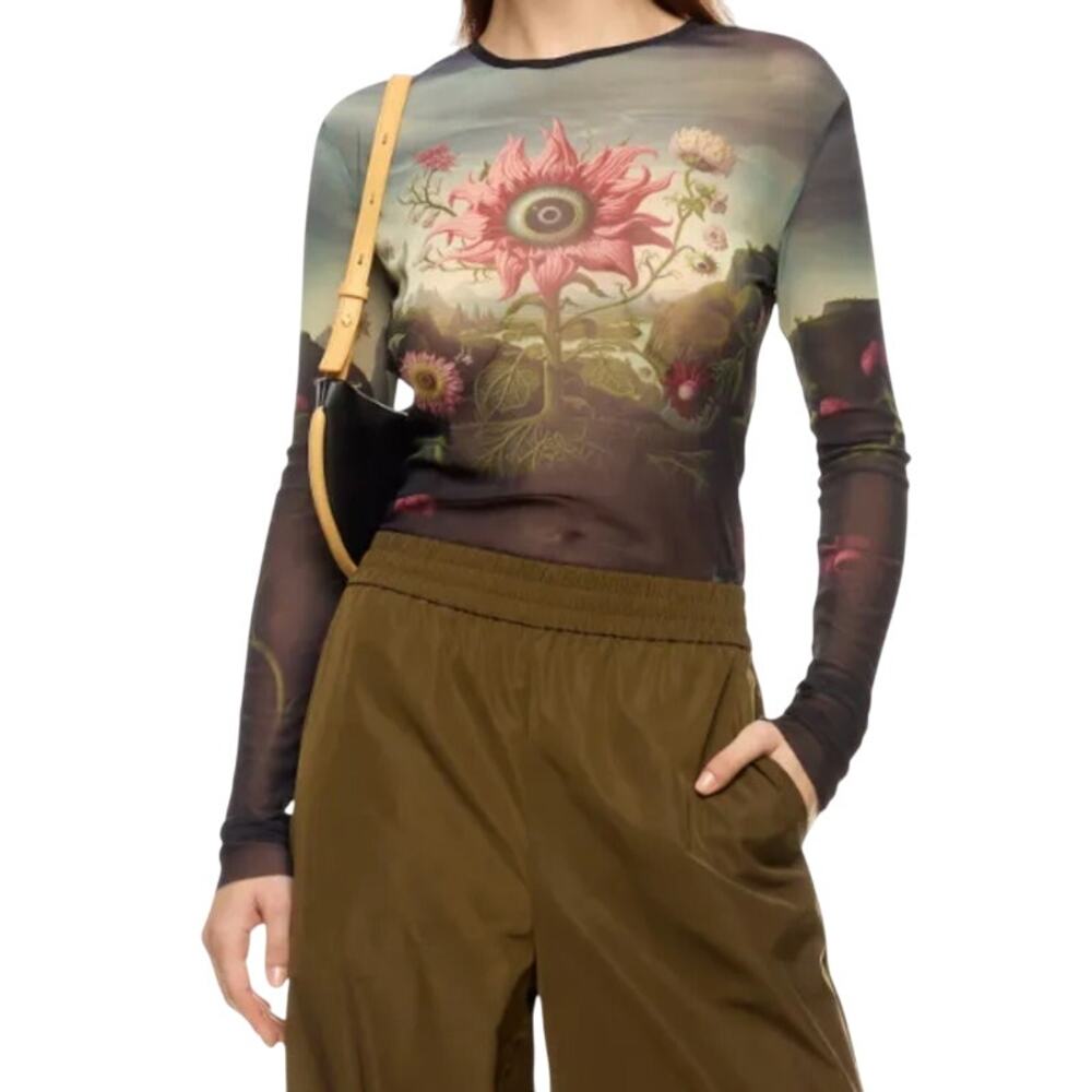 Monse Rose Printed Mesh Top In Multi, Size M - image 2